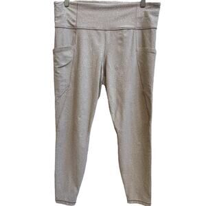 Athleta Leggings Tan Rainwater Salutation Stash Pockets Sz XL Yoga Gym Fitness